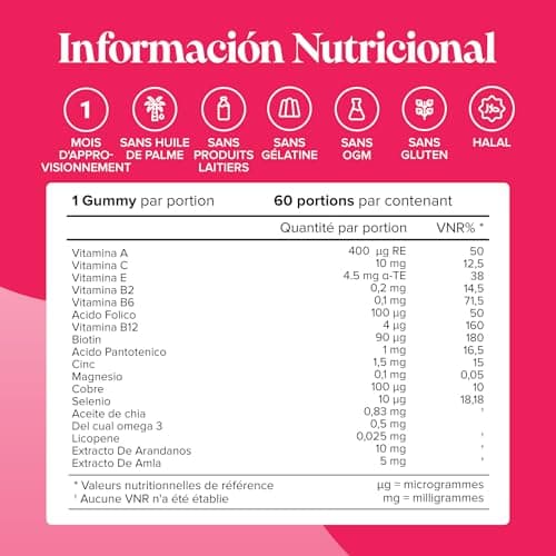 Multivitamines Adultes – 17 Vitamines & Minéraux Essentiels – Immunité & Énergie – Vegan, Sans Gluten – 60 Gommes – Comp
