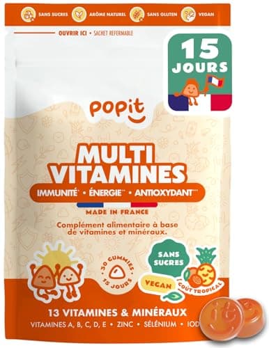 POP IT Gummies Multivitamines - Immunité & Énergie - Vegan, Sans Sucres, Gout Tropical - 60 Unités - Vitamines A, B, C, — Gummies Adultes (Sachet)