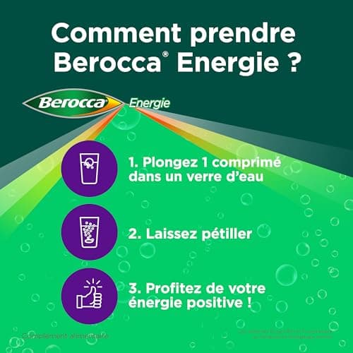 Berocca® Multivitamines Efficaces 45 Comprimés Effervescents - Aide à Réduire la Fatigue & Boost de Vitalité - Parfum Ca