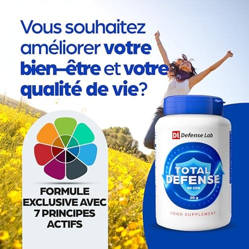TOTAL DEFENSE Immunité Adulte Complément Alimentaire Defense Immunitaire avec Échinacée, Lactoferrine, Betaglucans, Zinc