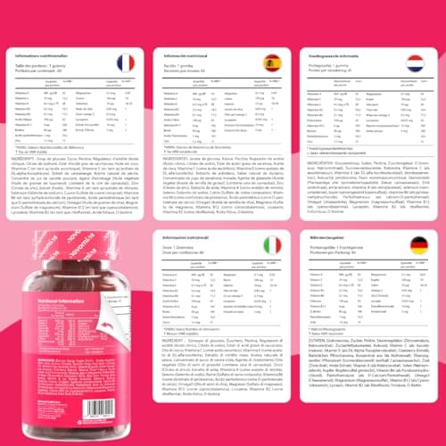 Multivitamines Adultes – 17 Vitamines & Minéraux Essentiels – Immunité & Énergie – Vegan, Sans Gluten – 60 Gommes – Comp