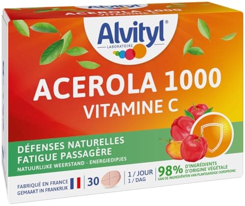 Alvityl - Comprimés Acerola 1000mg Vitamine C - 30 comprimés 1/jour - Supplément Antioxydant Naturel - Pour Immunité & É