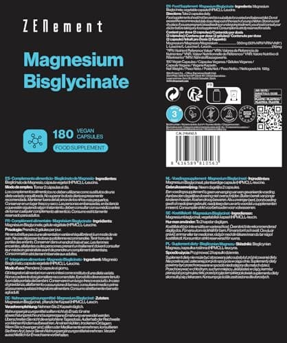 Magnésium Bisglycinate 350 mg | 180 Gélules Végétales pour Sommeil Stress & Fatigue | Absorption Maximale et Assimilatio
