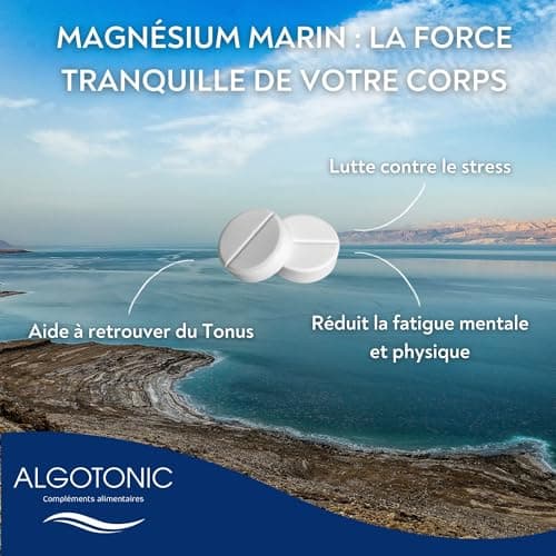 Algotonic Magnésium Marin Vitamine B6 546 mg/comprimés - 90 Comprimés - Cure 90 jours - 100% naturel - Vitalité - Renfor