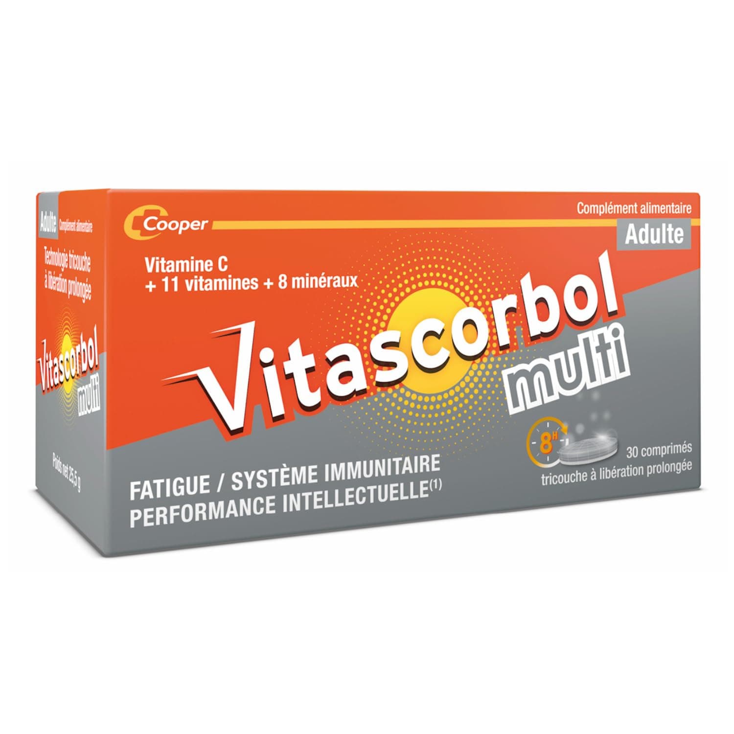 VITASCORBOL Multivitamines Adultes Libération Prolongée Anti-Fatigue Immunité 30 Comprimés Programmes 30 Jours