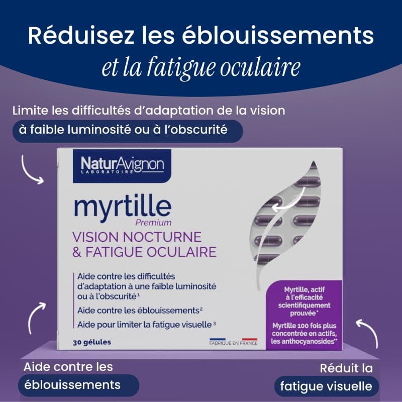 NaturAvignon Myrtille| Complément alimentaire yeux| Meilleures gélules pour améliorer la vision nocturne et soulager la