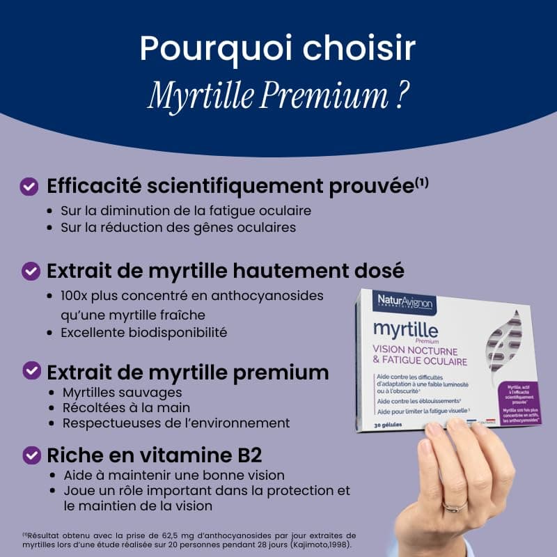 NaturAvignon Myrtille| Complément alimentaire yeux| Meilleures gélules pour améliorer la vision nocturne et soulager la