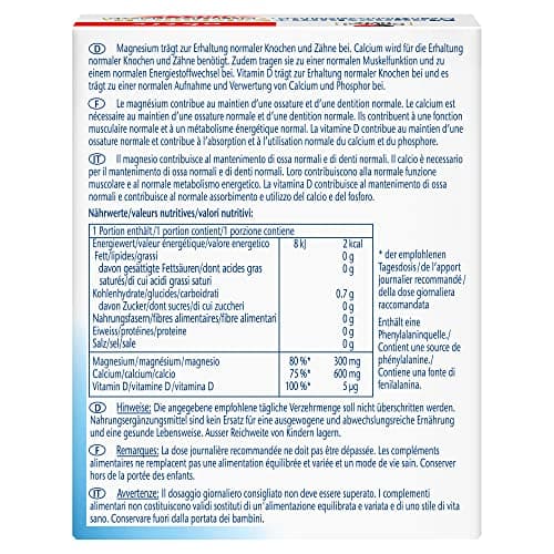 Doppelherz Magnésium + Calcium + D3 Direct pour Adultes - Soutien Musculaire - 20 Sachets