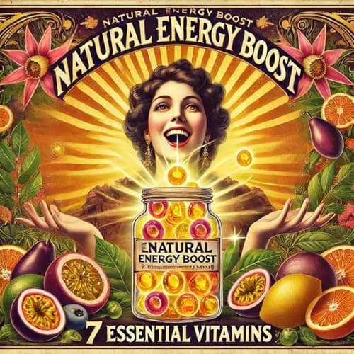 NAKURU Énergie Gummies Gamme Boost Saveur Fruit de la Passion Fabriqué en France 7 Vitamines C-B3-B5-B12-B6-B2-B9 60 Gum