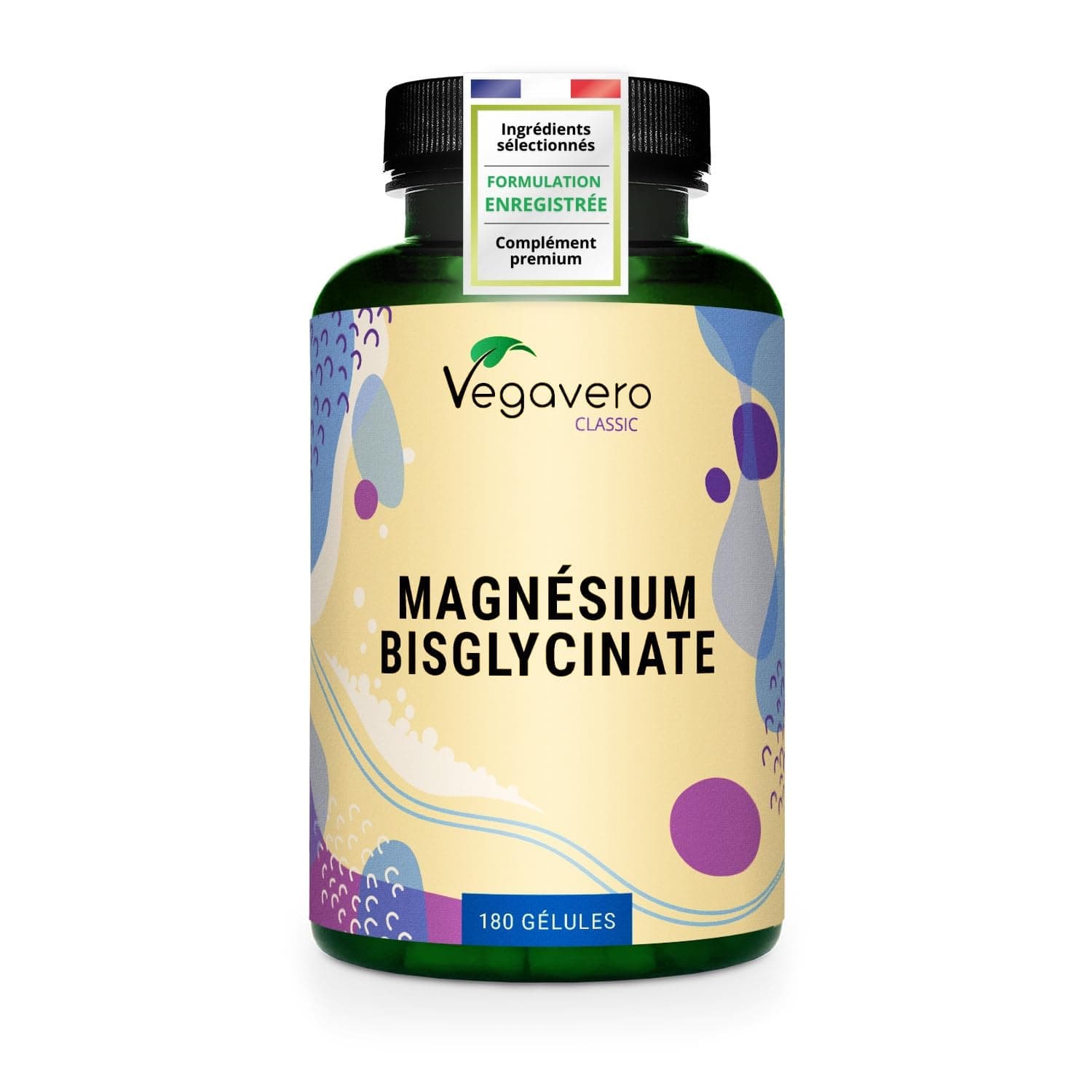 Vegavero® Magnésium Bisglycinate 300 mg + Haute Biodisponibilité | Anti Fatigue + Stress + Sommeil | 180 Gélules Vegan &