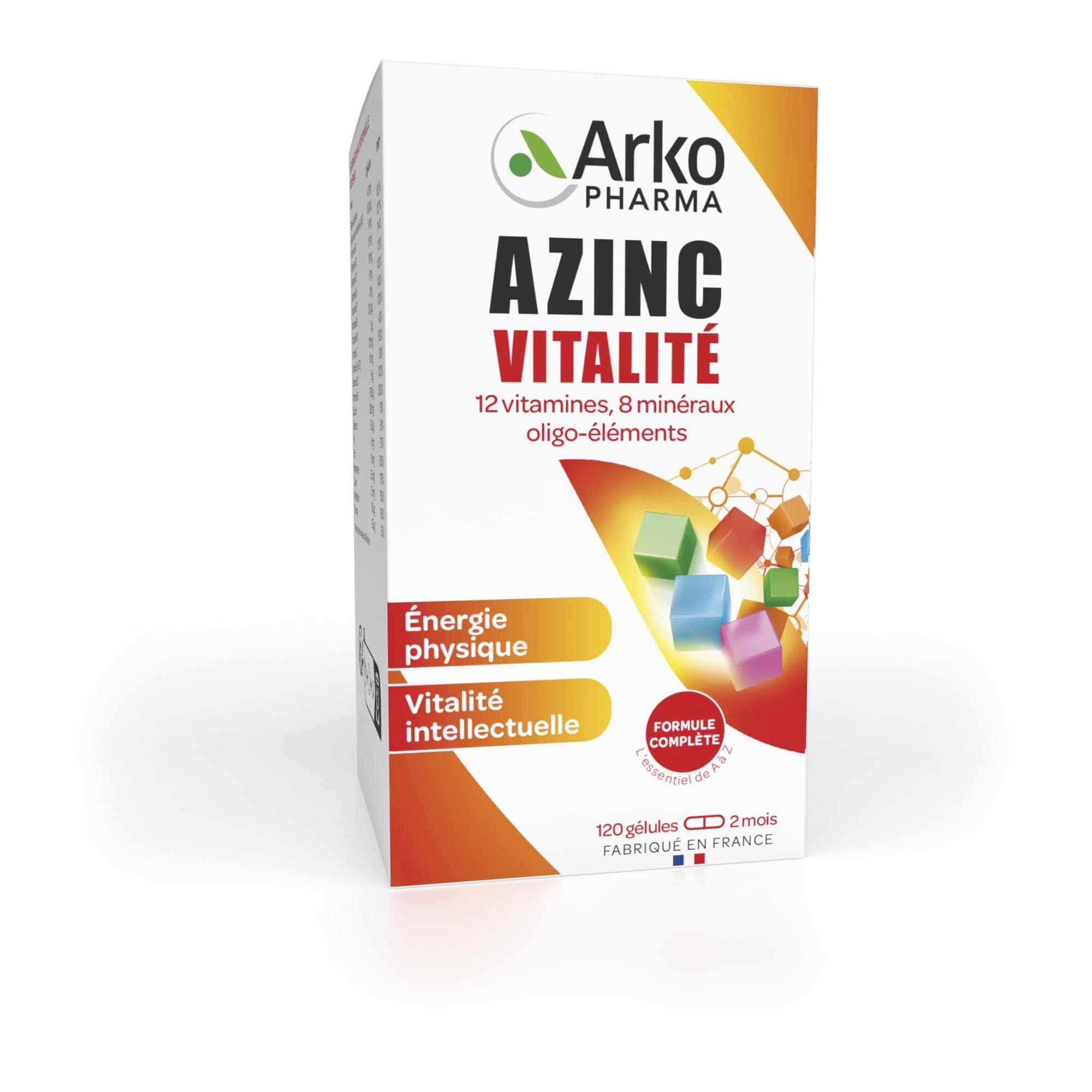Azinc Vitalité - Réduit la fatigue et soutient les performances intellectuelles - Pour tous dès 15 ans - 120 gélules