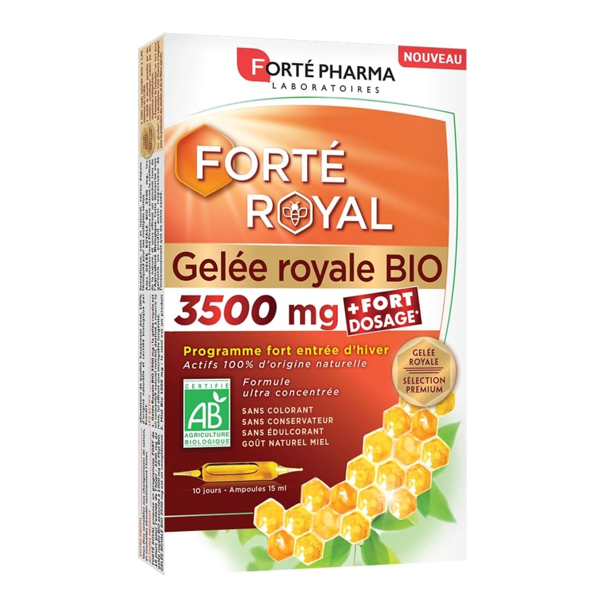 Gelée Royale Bio Forté Pharma 3500 mg Complément Alimentaire Immunité 10 Ampoules - Cure 10 Jours