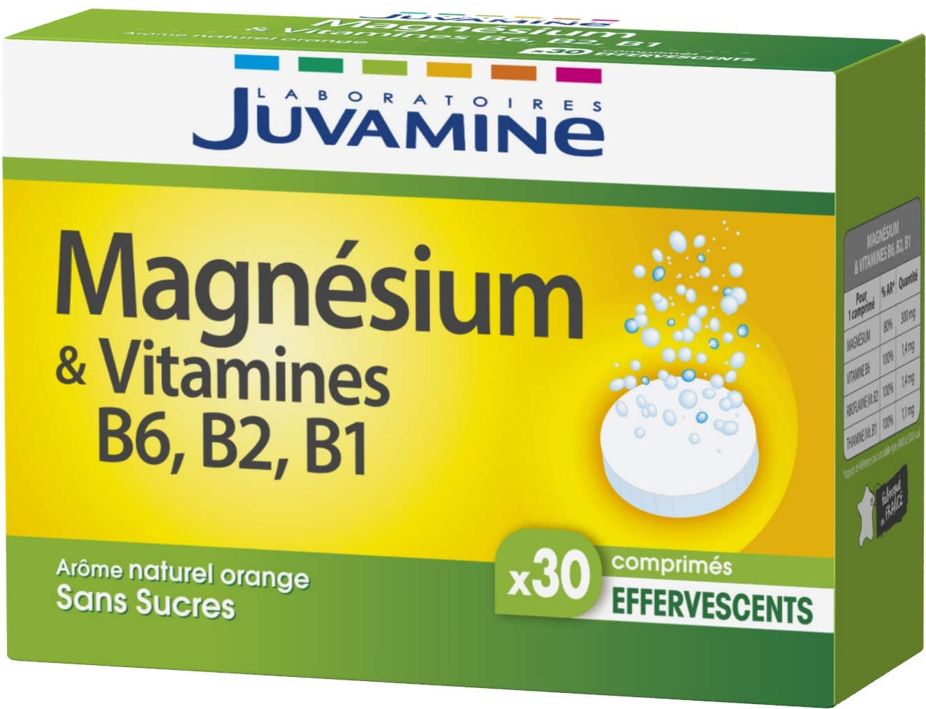 JUVAMINE Magnésium + B6 B2 B1 Effervescents 30 Comprimés - Orange Flavor, Anti-Stress Support for Daily Energy, 100% Nat