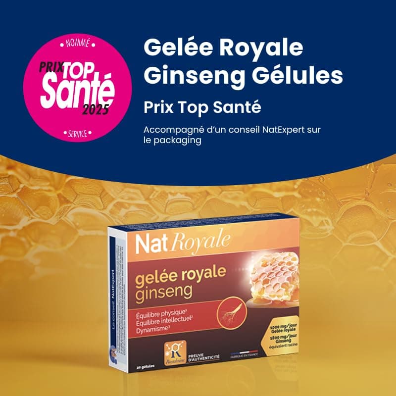 Gelée Royale Ginseng NaturAvignon 1000mg Gélules Adulte Vitalité Immunité 1800mg Ginseng Rouge Vitamines B3+6 20 Gélules