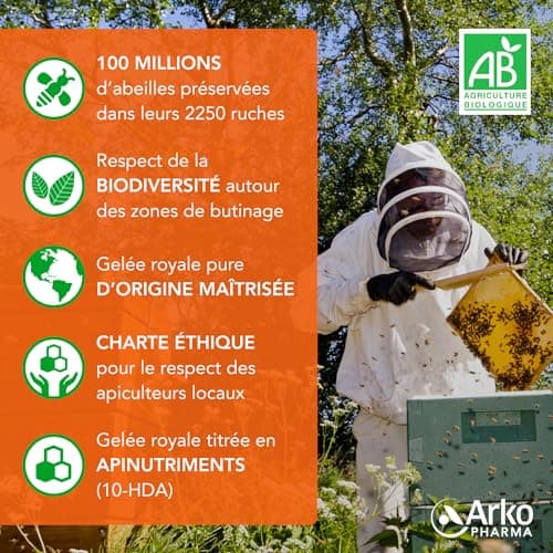 Arkopharma Arkoroyal Dynergie Bio | Gelée Royale et Propolis - Complément Alimentaire Dynamisant et Stimulant - Booster