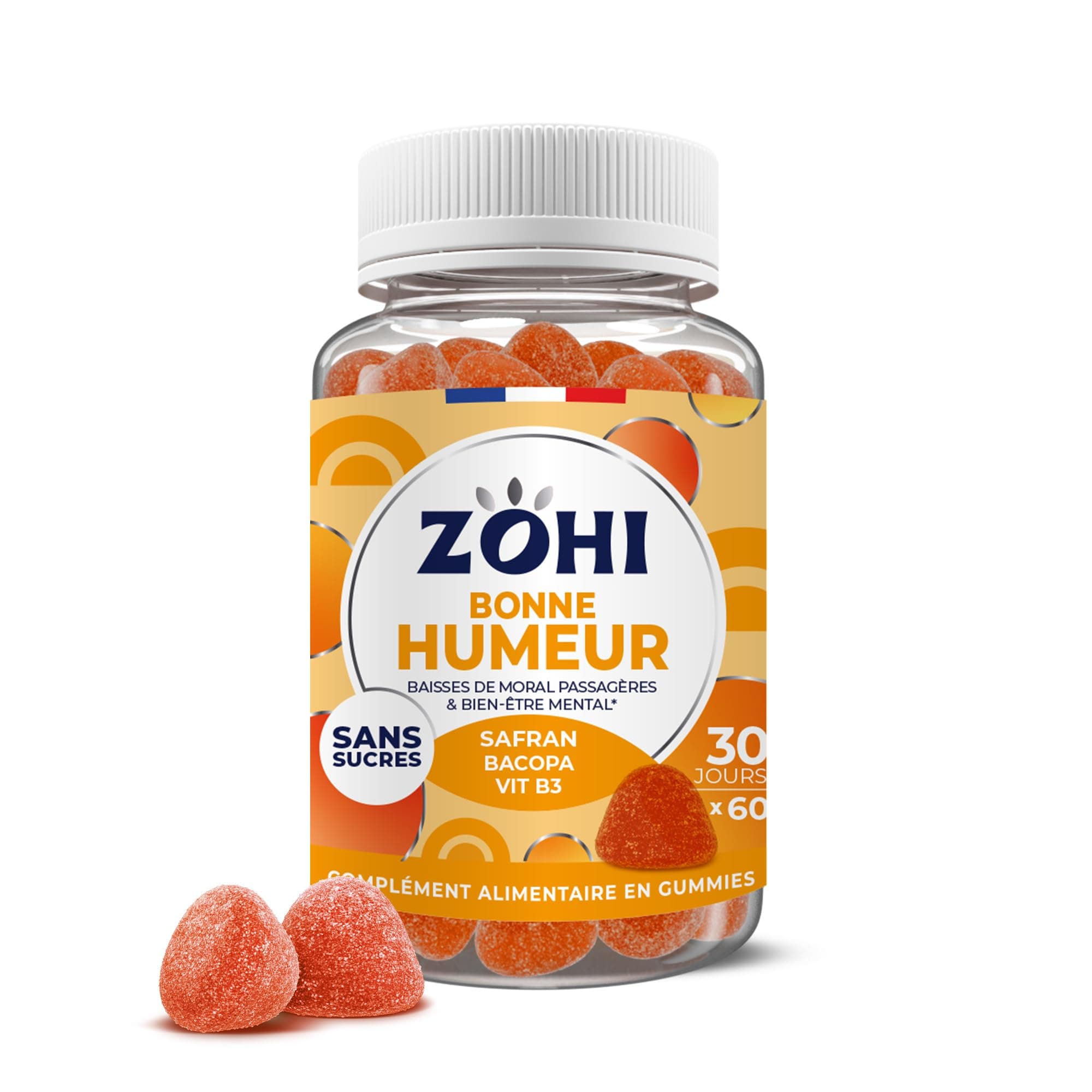 ZOHI Pilulier Bonne Humour - Compléments Alimentaires Safran - Fabriqué en France - Sans Sucre