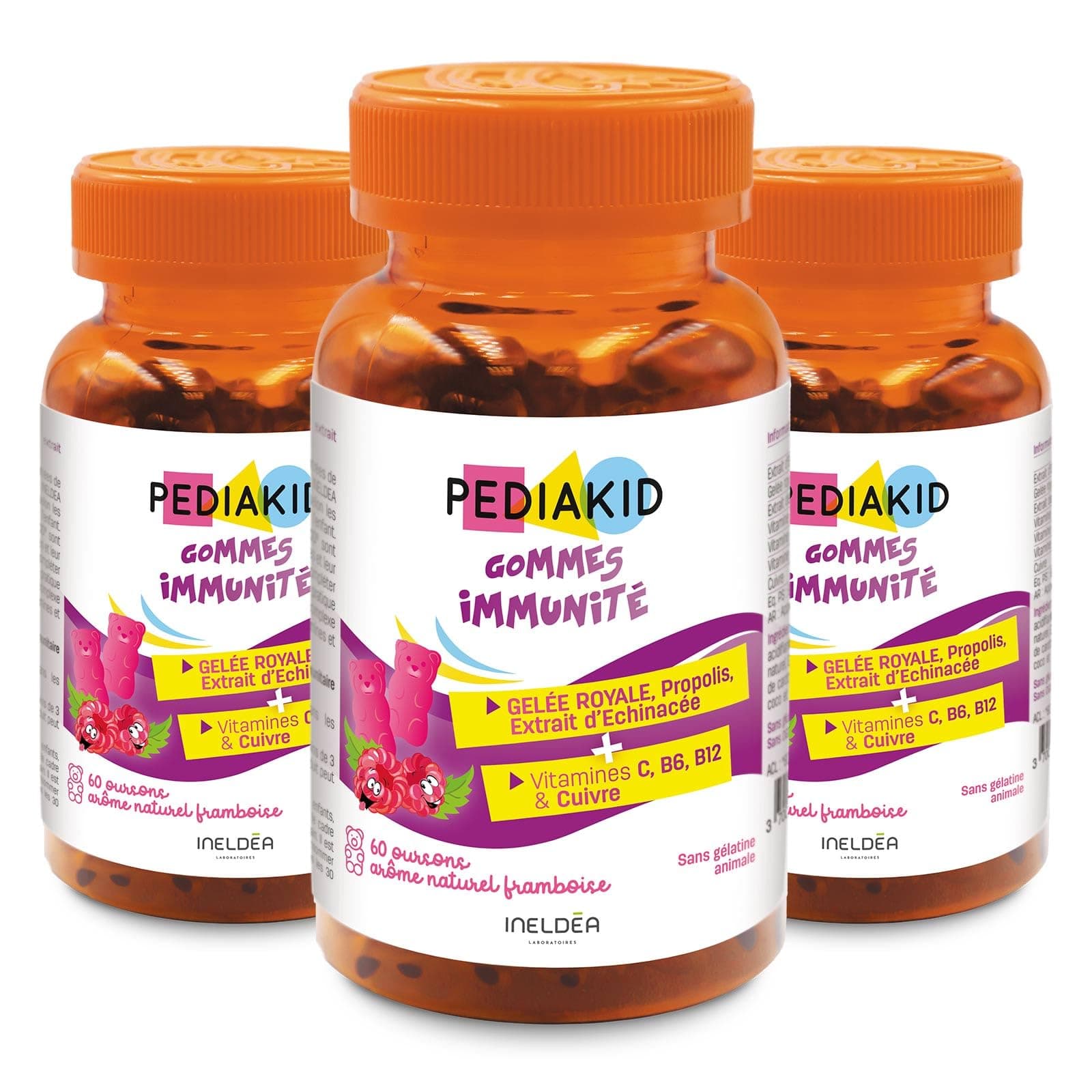 PEDIAKID Gommes Immunité Formule Naturelle - Contribue au Fonctionnement Normal du Système Immunitaire - Pour Enfant - L