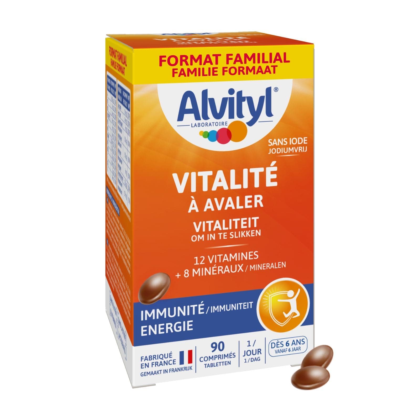 Alvityl Comprimés Vitalité 12 Vitamines 8 Minéraux Dès 6 Ans Maxi Format 90 Comprimés