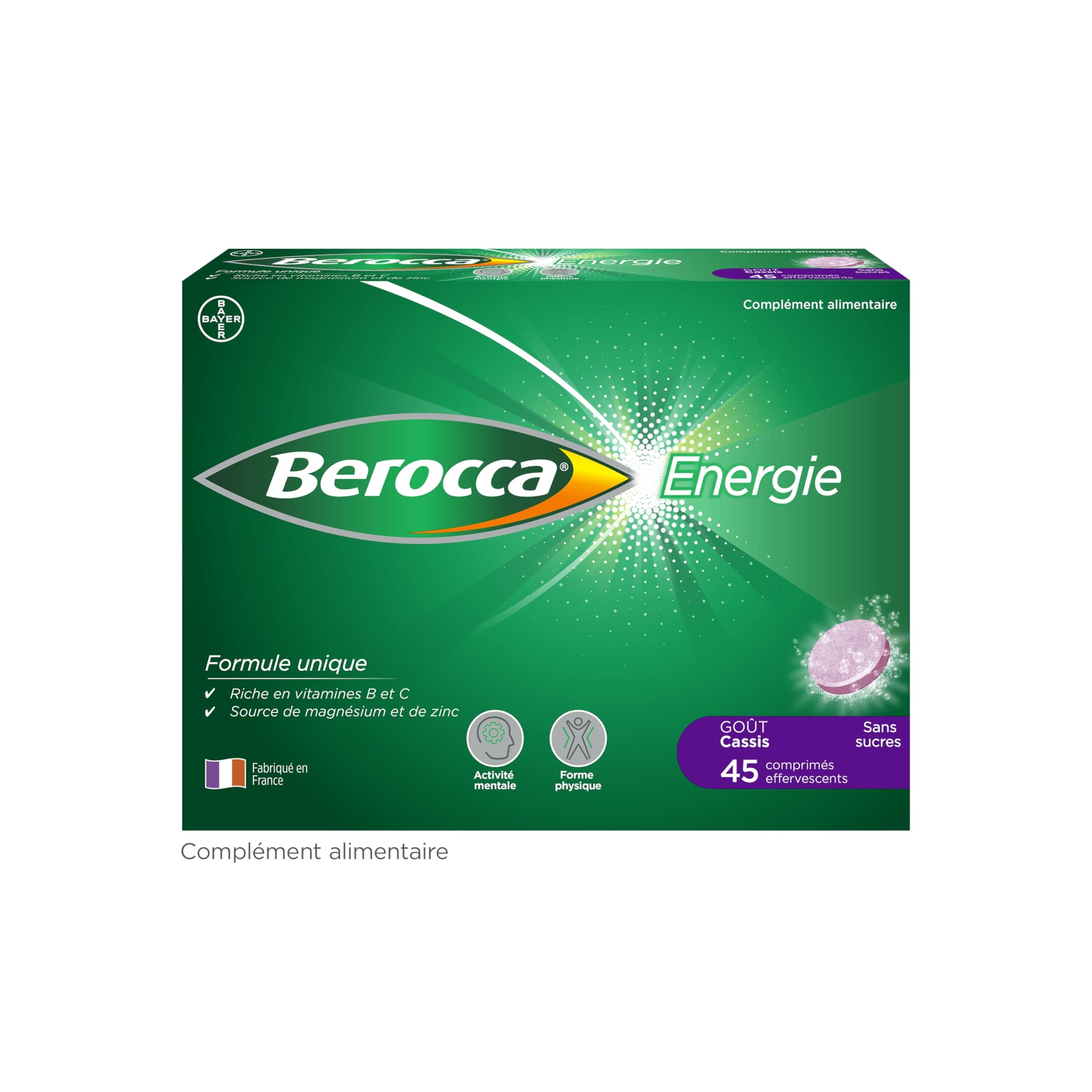 Berocca® Multivitamines Efficaces 45 Comprimés Effervescents - Aide à Réduire la Fatigue & Boost de Vitalité - Parfum Ca