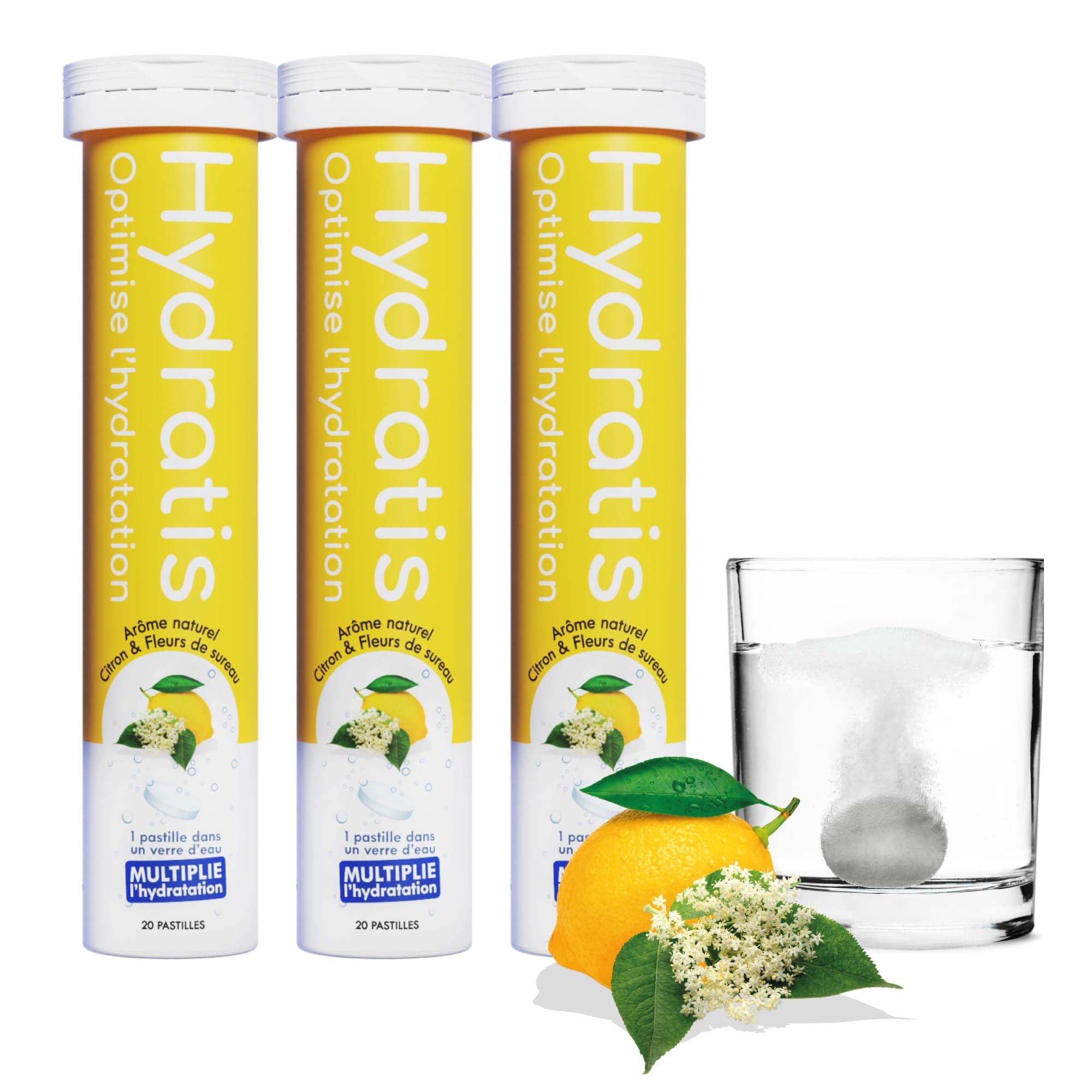 HYDRATIS - Pastilles Hydratation Electrolytes Citron/Fleur de Sureau - Améliore l'Hydratation et Favorise l'Énergie - Fo