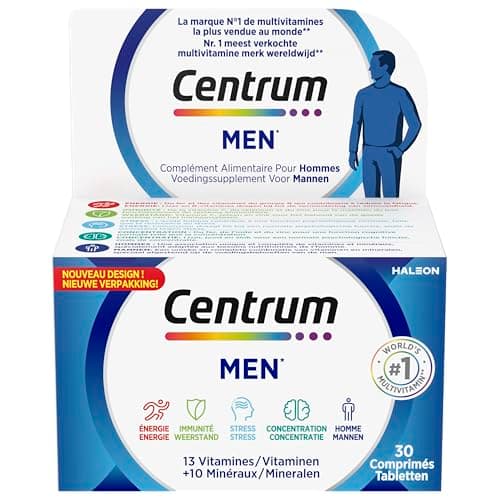 "Centrum Multi Vitamines et Minéraux pour Homme, 13 Vitamines et 10 Minéraux, 30 Comprimés"