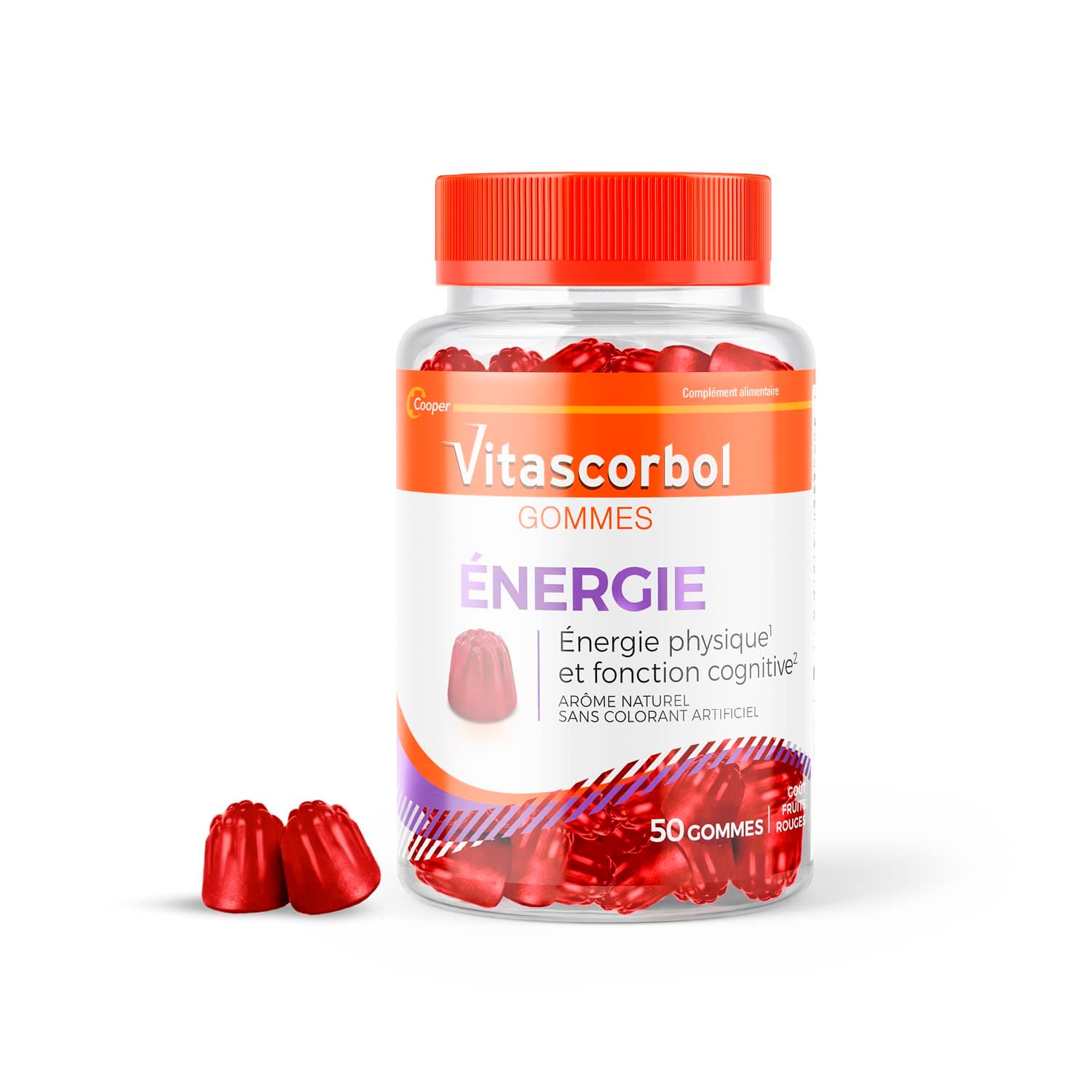 VITASCORBOL GOMMES ÉNERGIE MULTIVITAMINES 12 VITAMINES 5 MINéraux GINGSENG FATIGUE Système IMMUNITAIRE 50 GOMMES FRUITS