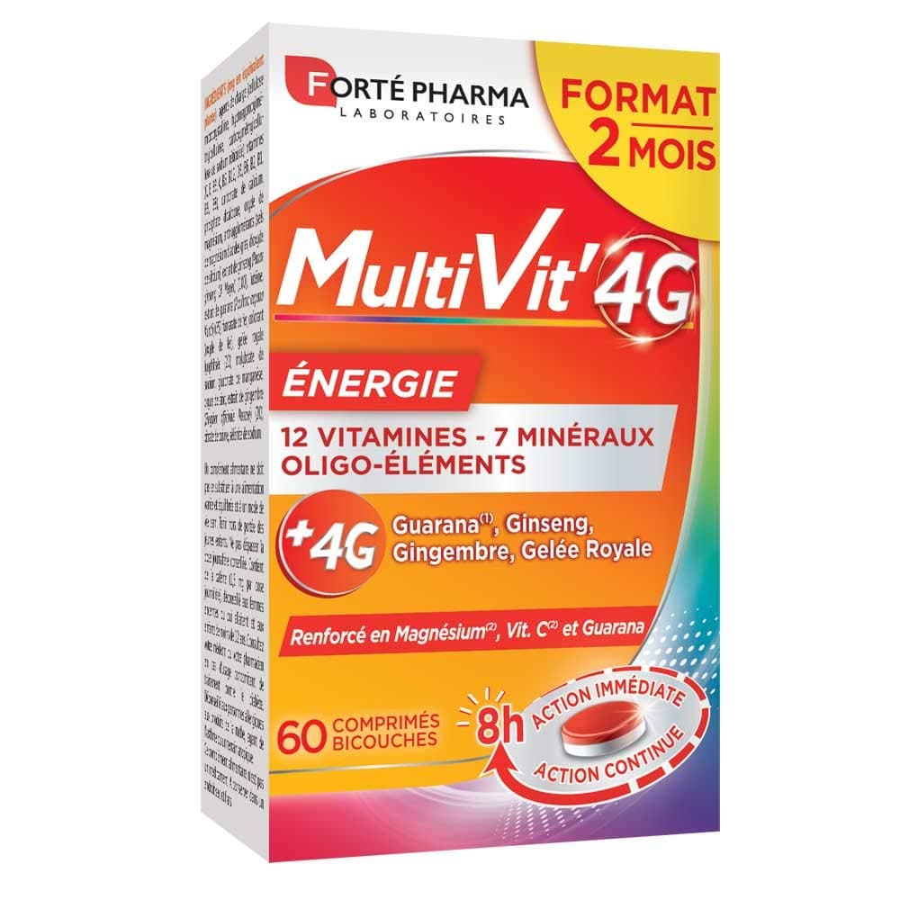 Forté Pharma Multivit' 4G Energie - Forme et Tonus pour Fighting la Fatigue - Ginseng et Guarana Contre l'Irritabilité -