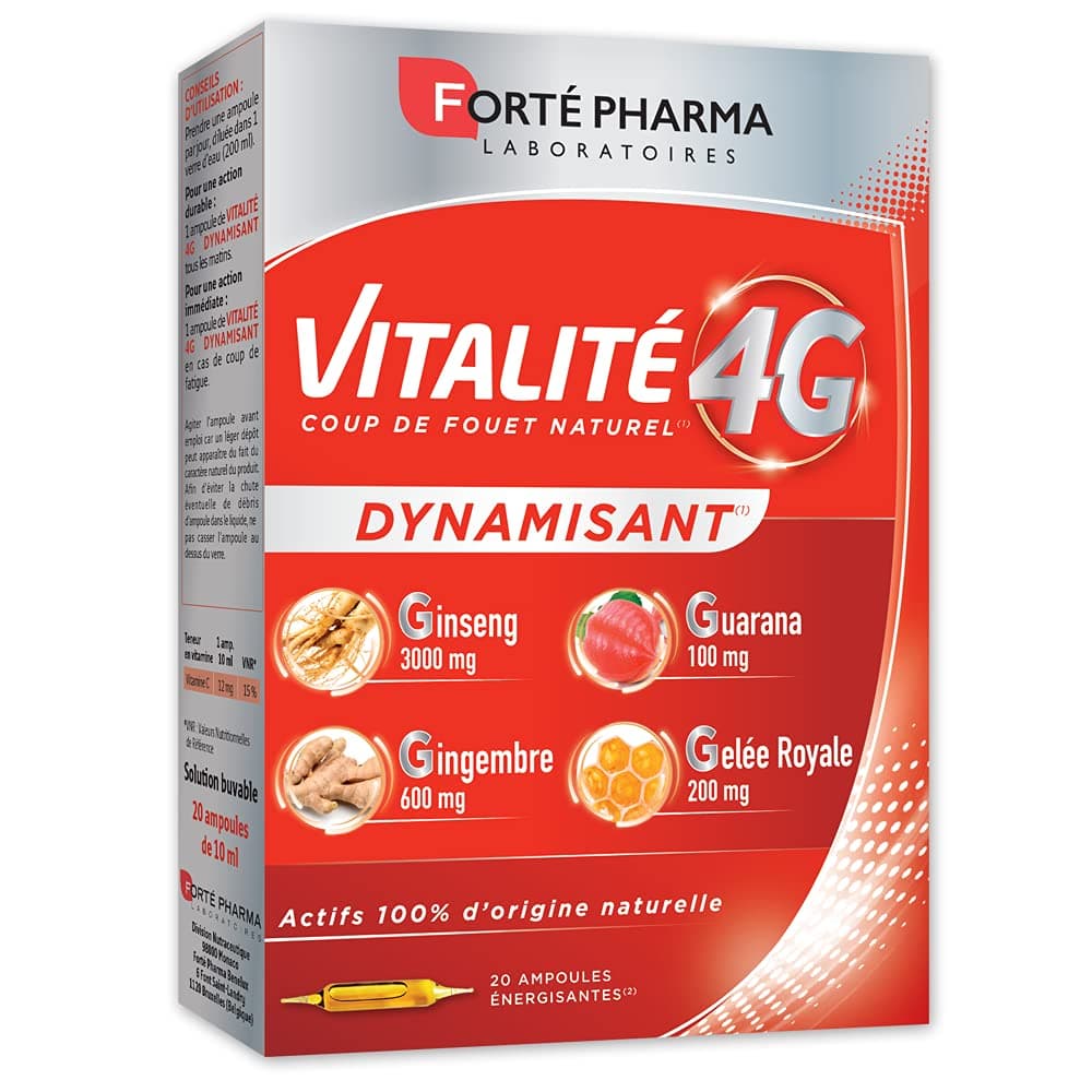 Forté Pharma - Vitalité 4G Dynamisant | Coup de fouet naturel | Complément alimentaire énergie immédiate - Ginseng, Ging