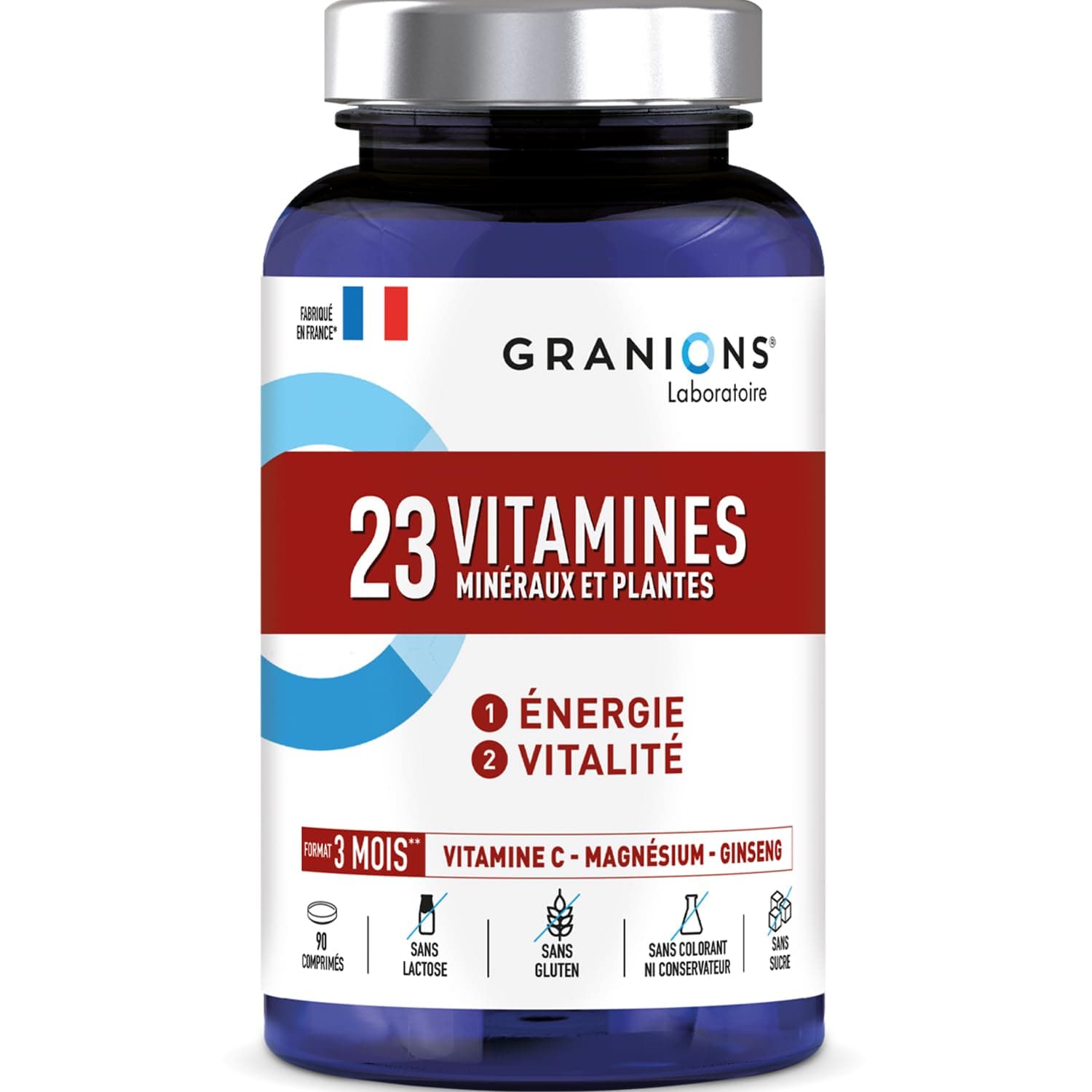 Multivitamines GRANIONS 23 VITAMINES - Magnésium, Vitamine D, Vitamine C - Énergie & Vitalité - Anti Fatigue - 90 Compri