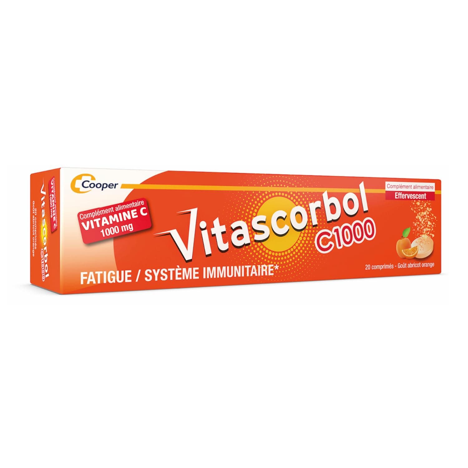 Vitamine C 1000 mg - Complément Effervescent 20 Comprimés - Pour Immunité et Lutte contre la Fatigue