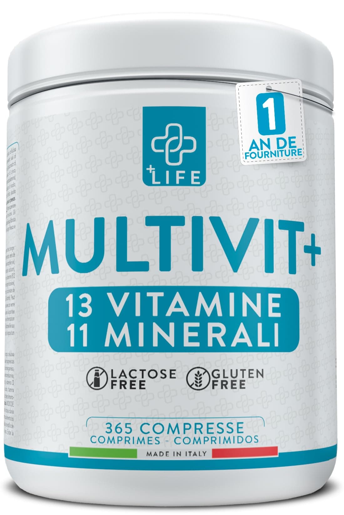 PiùLife Multivitamines & Minéraux Pour Toute la Famille - Immunité Hivernale avec Vitamine D, C, B, Calcium, Zinc, Fer,