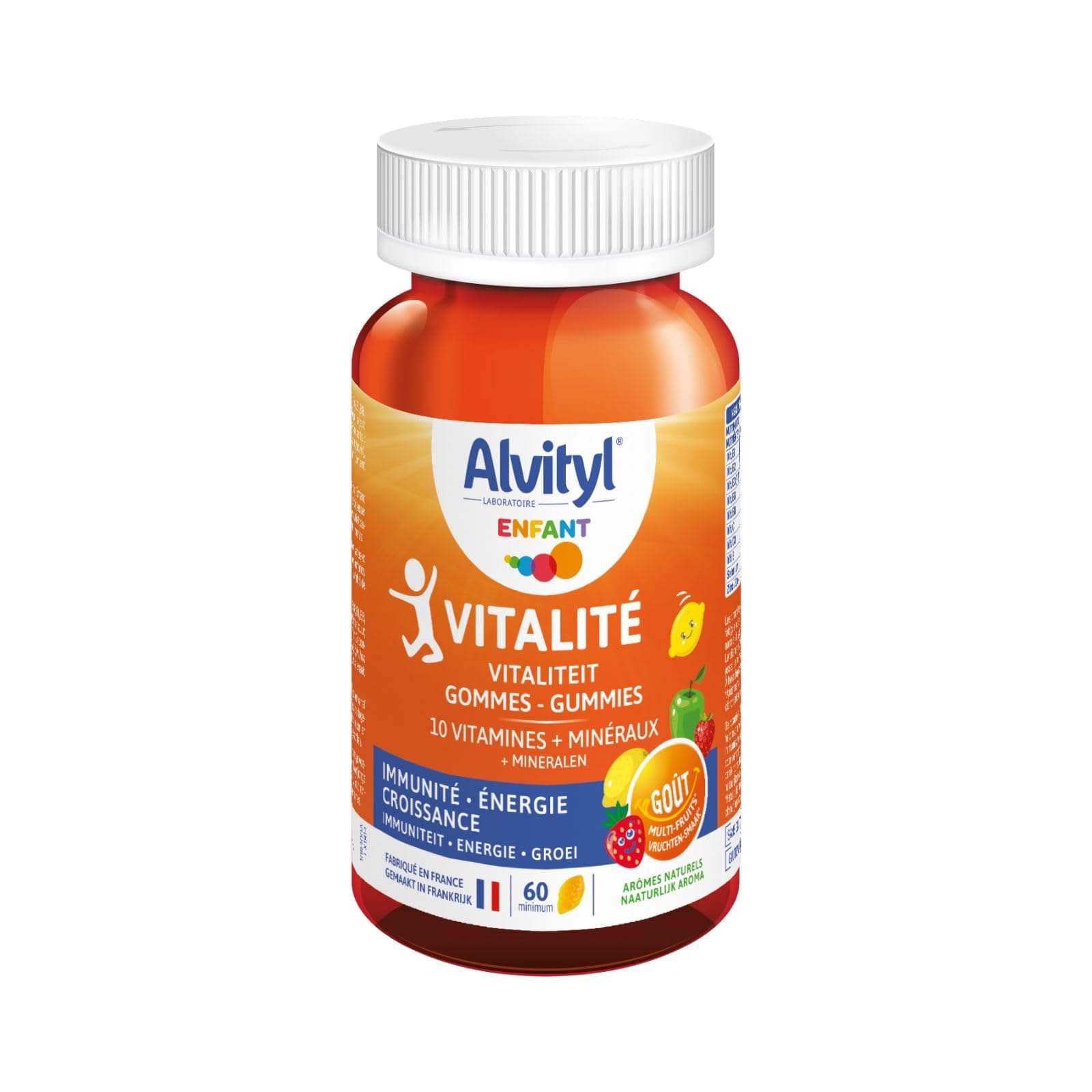 Alvityl Gommes Vitalité 8 Vitamines 2 Minéraux Saveurs Fruit 4-60 Ans École Sport