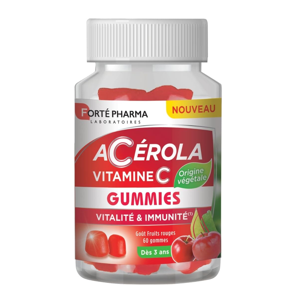 Forté Pharma – Acérola Gummies | Vitamine C - Goût Fruits Rouges - Adultes et Enfants dès 3 ans | Complément Alimentaire