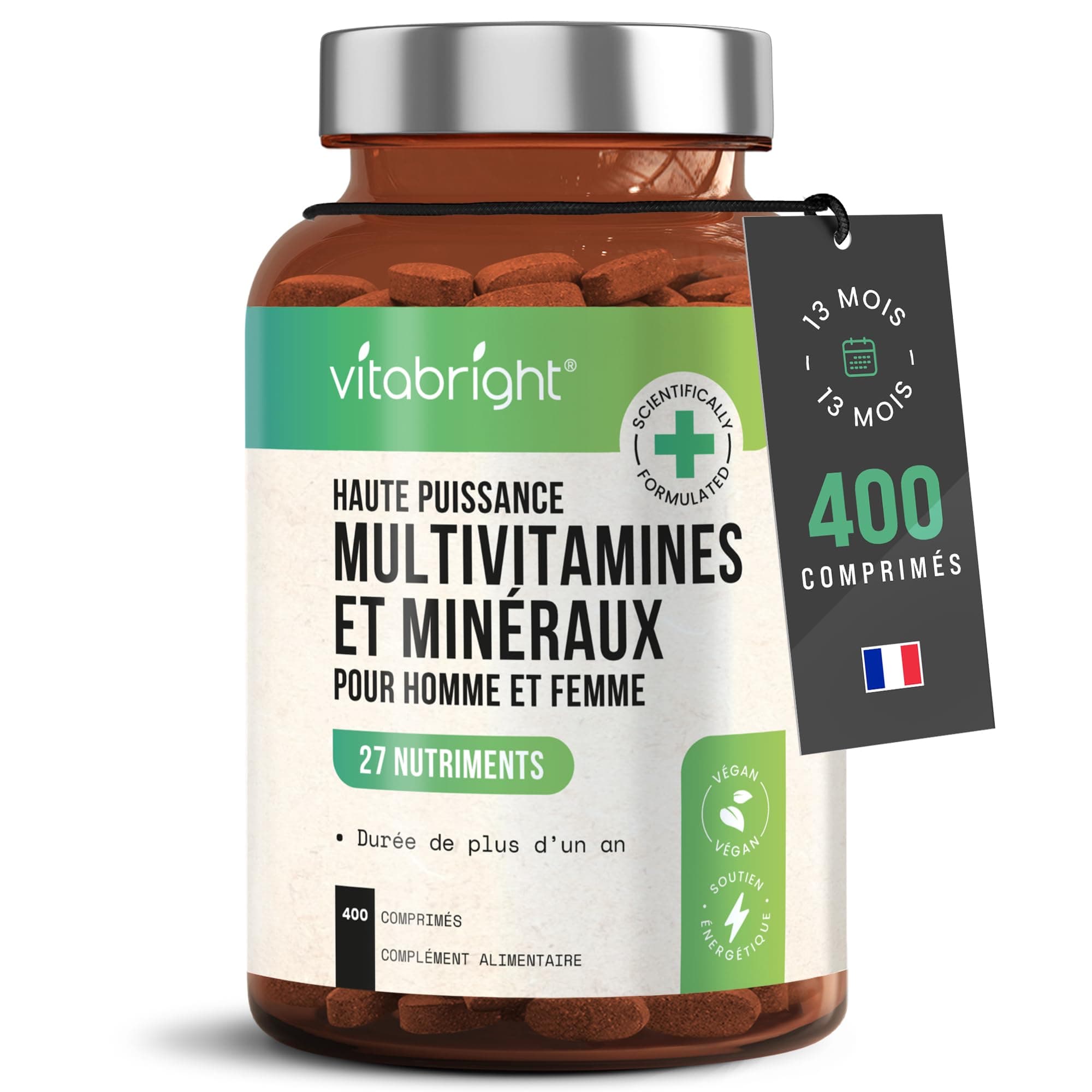 Multivitamines et Minéraux 400 Comprimés Femme/Homme, Complément Alimentaire Anti-Fatigue Immunité Adulte, Cure Vitamine