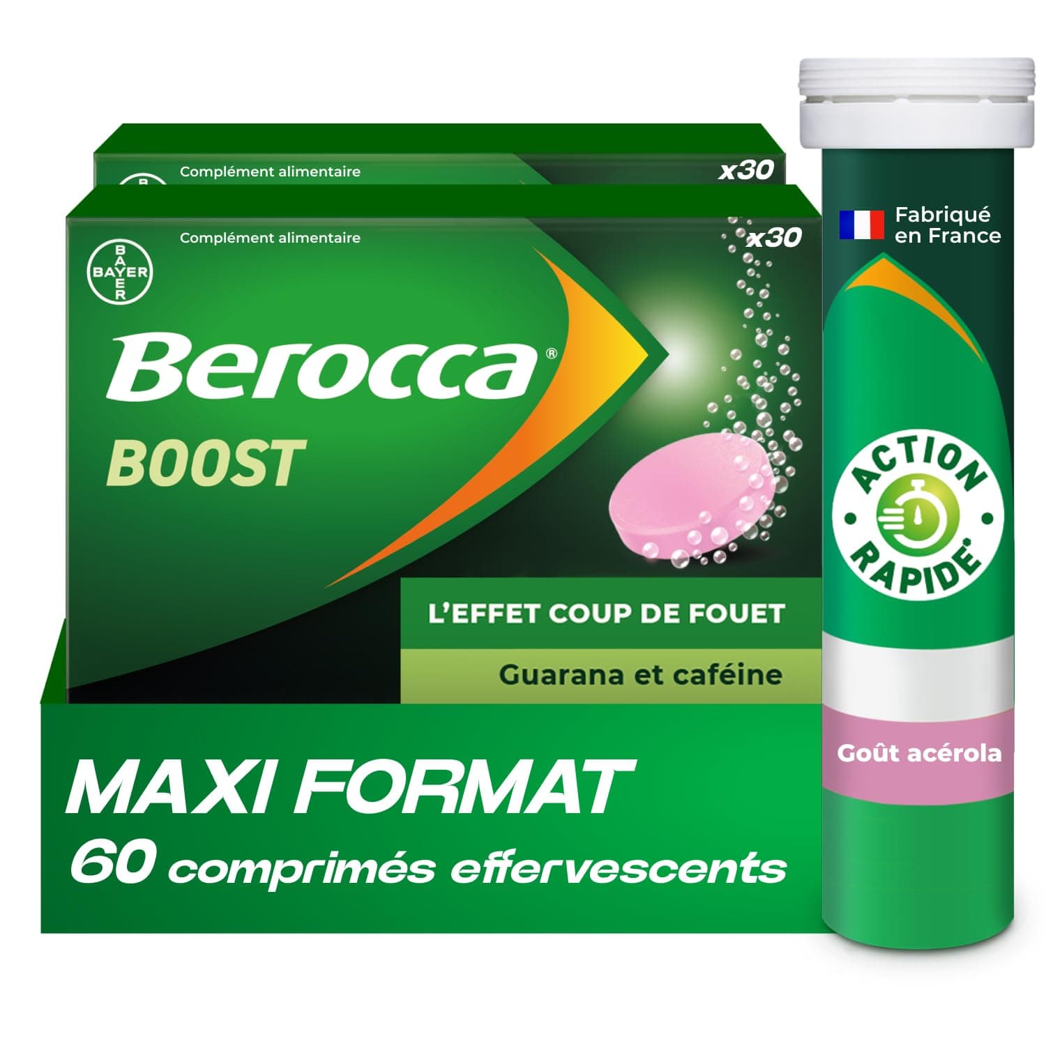 Berocca® Boost - Coup de fouet - Réduit la Fatigue - Vitamine B12, Guarana, Caféine, Vitamine C et Magnésium - Goût Acér
