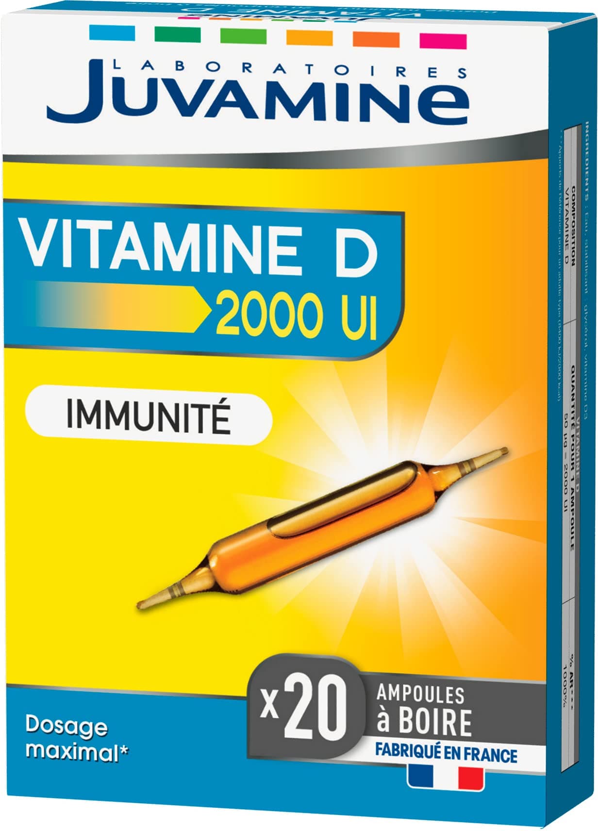 JUVAMINE - Vitamine D - Immunité - Pour Adults - à prendre quotidiennement - 2000 UI 50µg - 20 Comprimés - Lot de 1