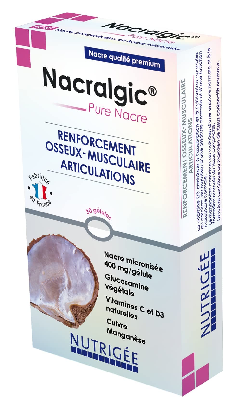 NUTRIGÉE Nacralgic Pure Nacre Renforce Osseux & Musculaire 30 Comprimés Programmes 15/30 Jours Fabrication Française