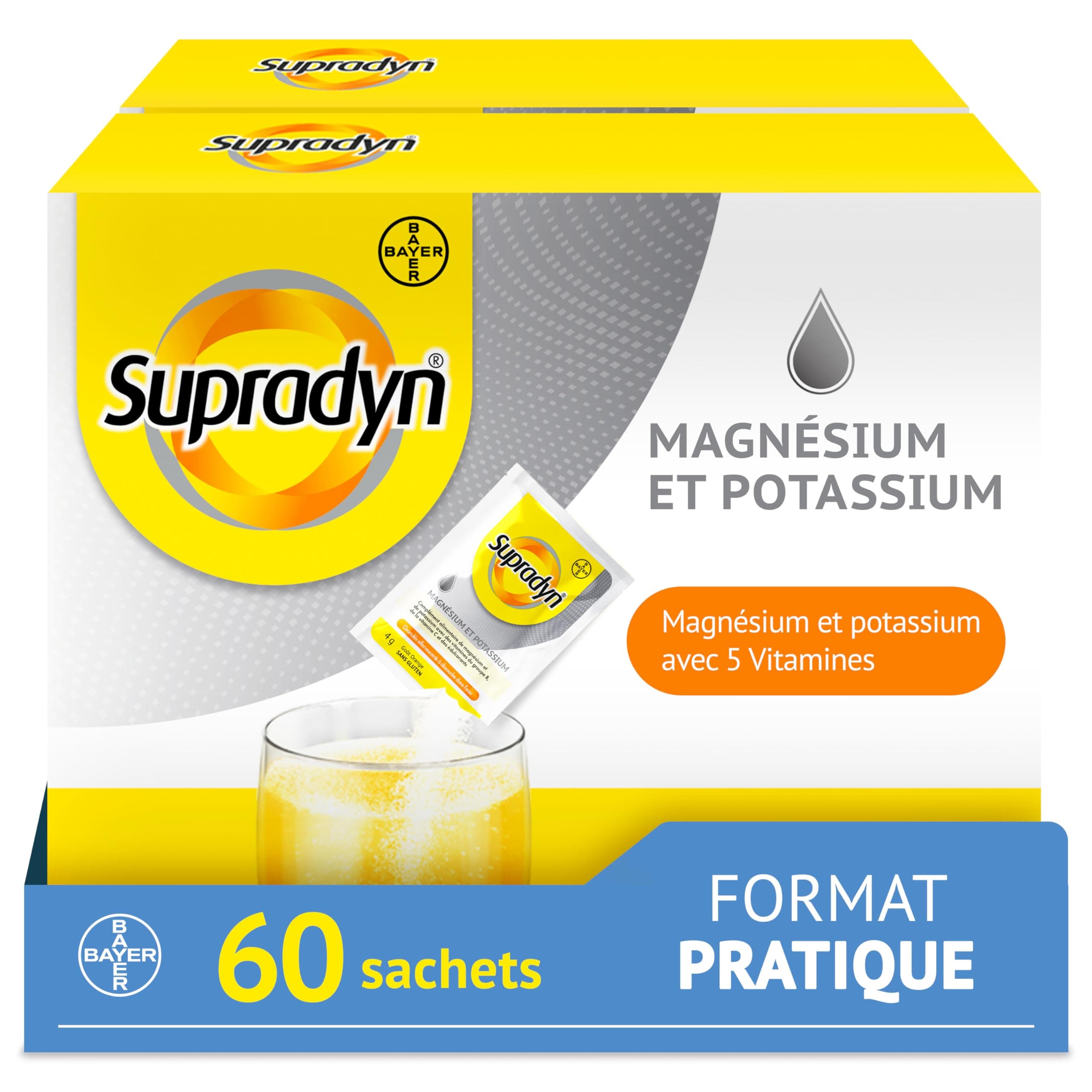 Supradyn Magnésium et Potassium Complément Alimentaire Multivitaminé avec Vitamines B, C et Minéraux, pour Athlètes, Sou