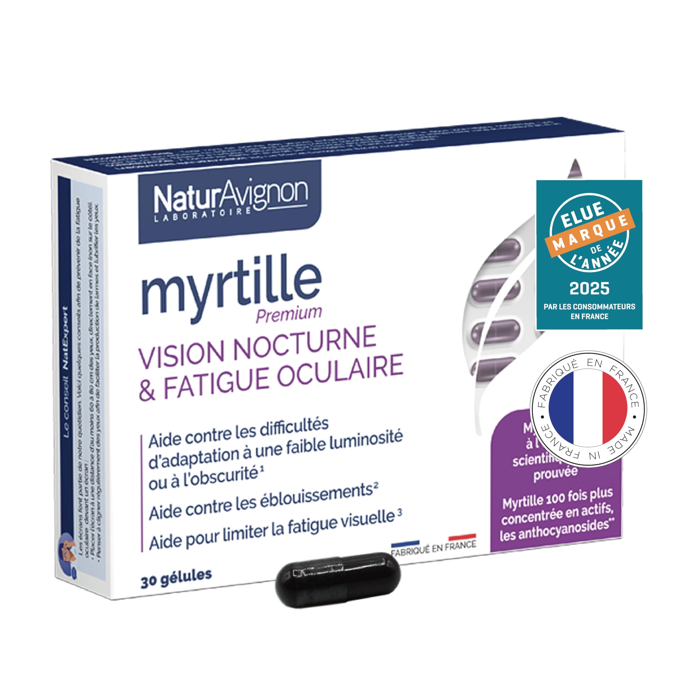 NaturAvignon Myrtille| Complément alimentaire yeux| Meilleures gélules pour améliorer la vision nocturne et soulager la